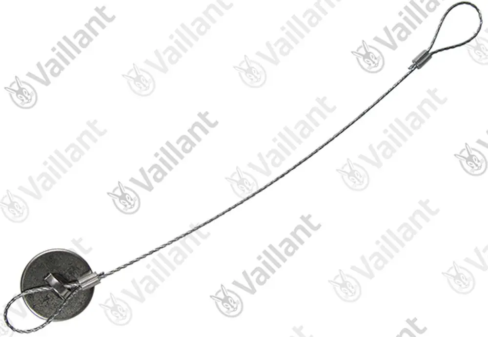 Vaillant Zubehörteil mit einer runden Basis und einem Draht, der eine Schlaufe bildet. Geeignet für bestimmte Heizungsanwendungen.